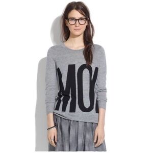 Madewell Gray Merino Wool flat knit Sweater “Moi” Size Small